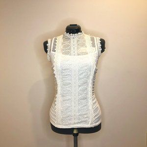 S Charlotte Russe White Sheer Blouse